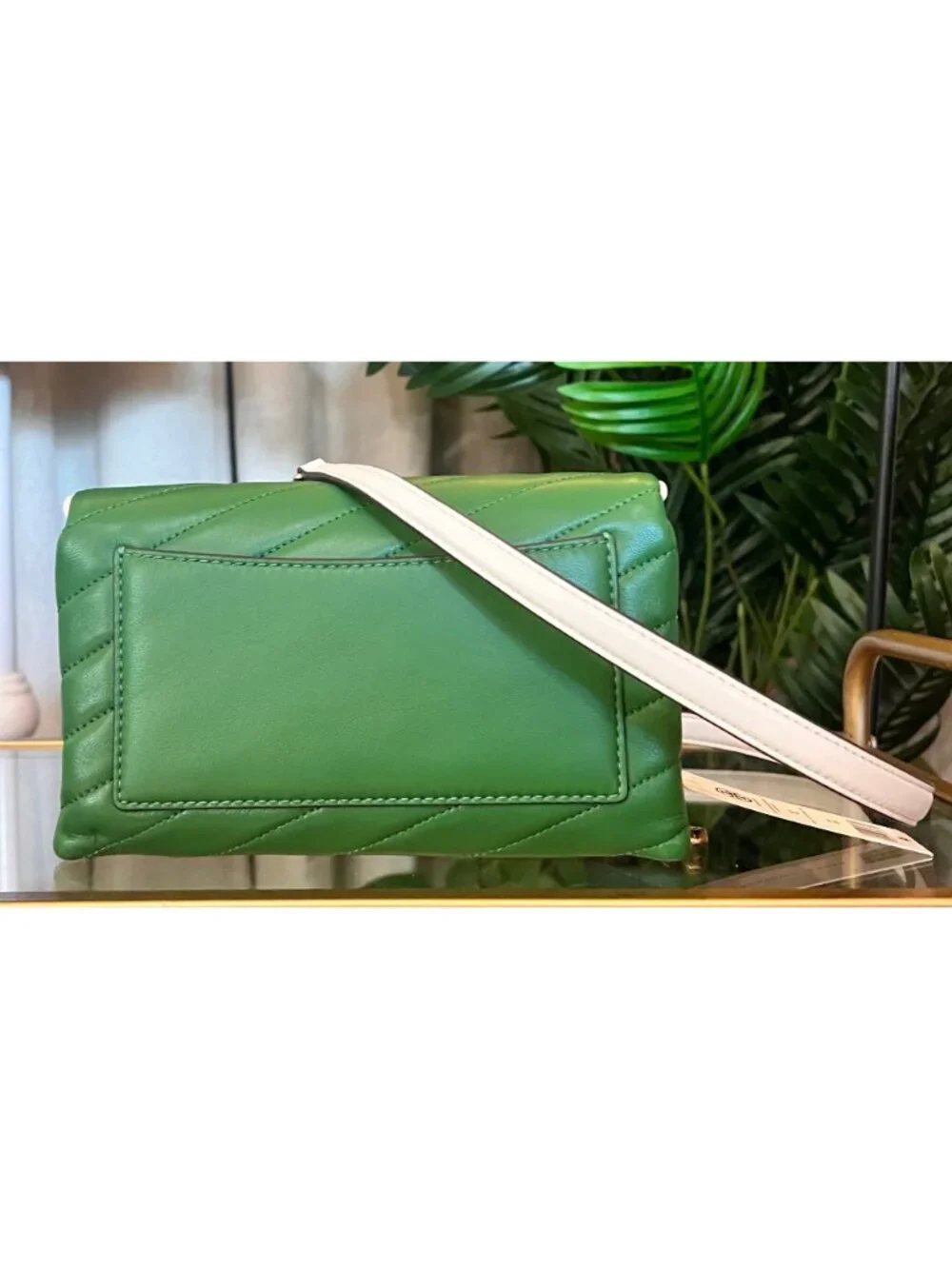 NEW!! TORY BURCH BASIL GREEN KIRA CHEVRON POP HANDBAG
